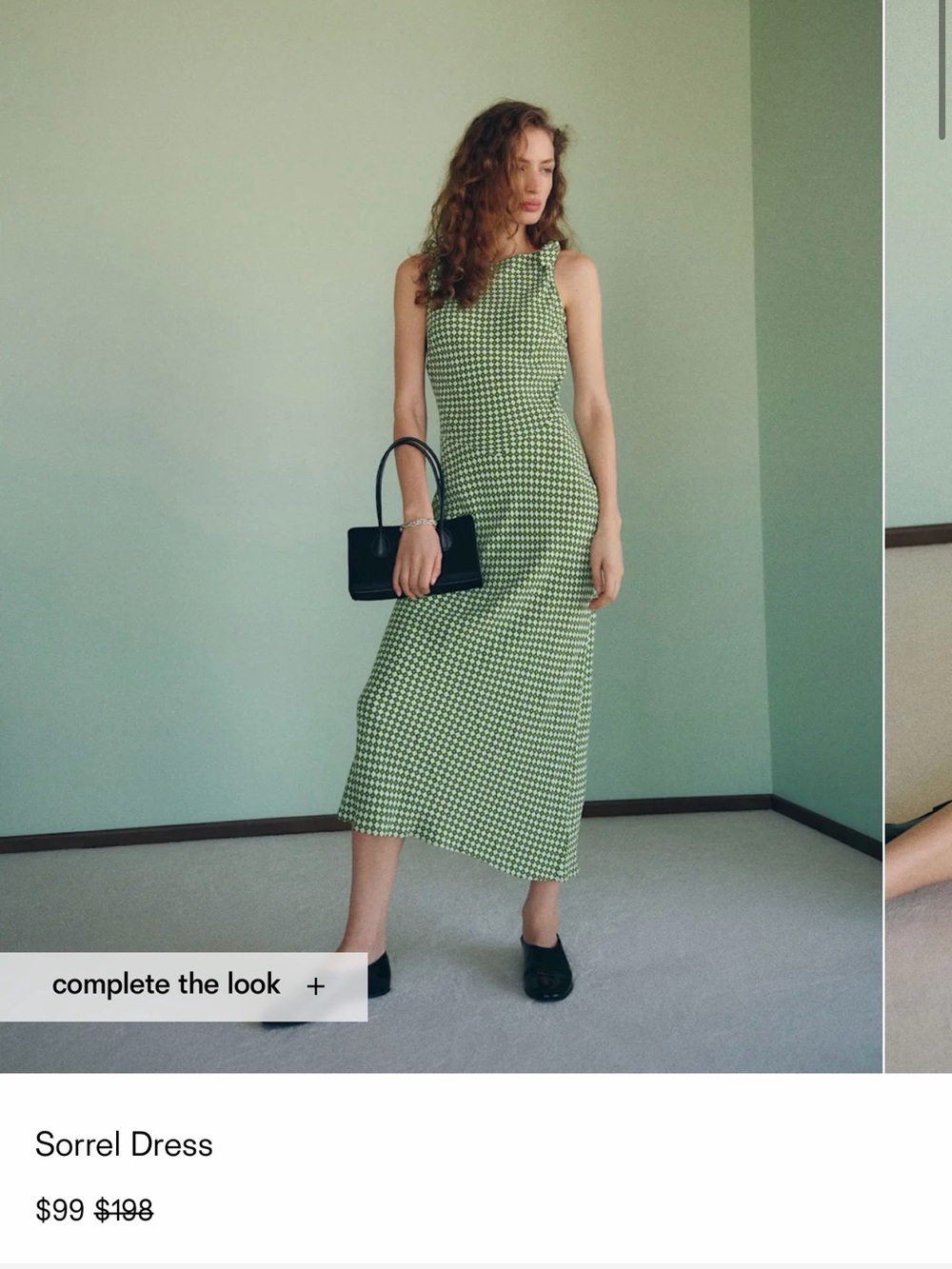 Reformation Green Houndstooth Sorrel Midi Dress